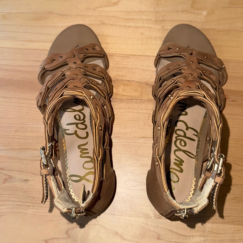 Women's Sam Edelman Draper Cage Sandal, Camel Gladiator Sandals in size 8 - Picture 2 of 7